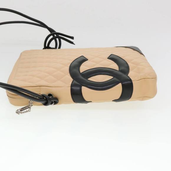 CHANEL Cambon Line Shoulder Bag Caviar Skin Beige CC Auth am4027 - Picture 3 of 16